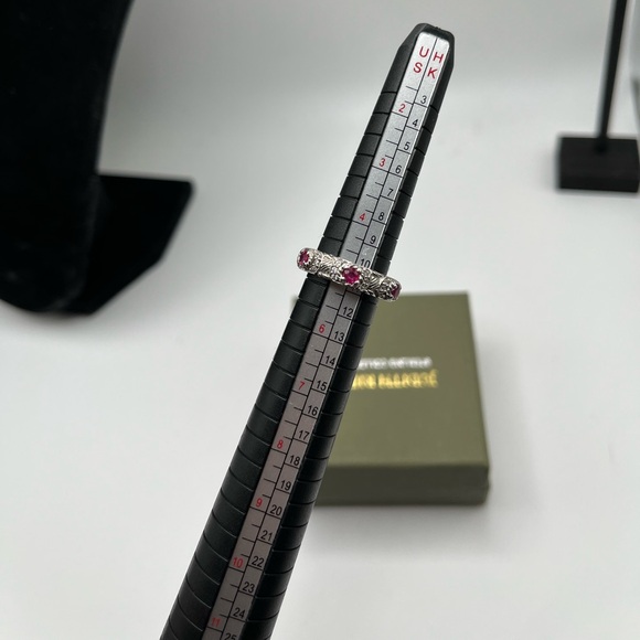 Judith Ripka Sterling Diamonique Ruby Ring Size 5 - Picture 7 of 11